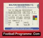Bolton Wanderers v Manchester United 1997 – Football Ticket