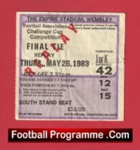 Brighton Hove Albion v Manchester United 1983 – Cup Final Match Ticket Replay