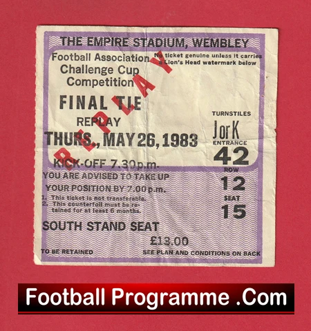 Brighton Hove Albion v Manchester United 1983 - Cup Final Match Ticket Replay - Image 2