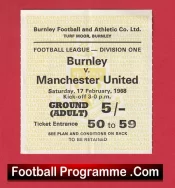 Burnley v Manchester United 1968 – Football Ticket 1960s