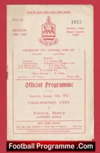 Chelmsford City v Yeovil Town 1952 – 1950’s Programme