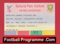 Crystal Palace v Manchester United 1991 – Football Ticket