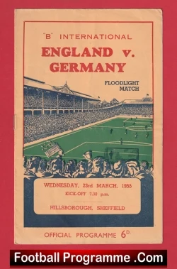 England v Germany 1955 - B International + Duncan Edwards - football programme