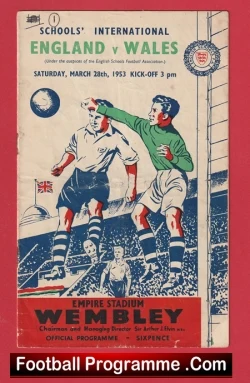 England v Wales 1953 - Young Boy Sir Bobby Charlton - football programme