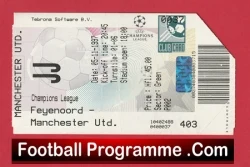 Feyenoord v Manchester United 1997 - Match Ticket Rotterdam Holland - football memorabilia