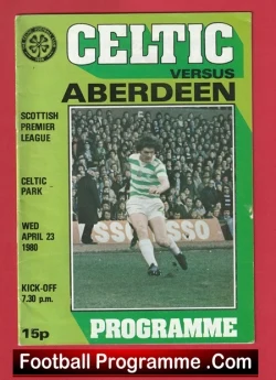 Glasgow Celtic v Aberdeen 1980 - Alex Ferguson Manager - football programme