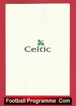 Glasgow Celtic v Manchester United 1992 - 25th Anniversary Match Menu - football memorabilia