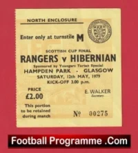 Glasgow Rangers v Hibernian Hibs 1979 – Cup Final Ticket