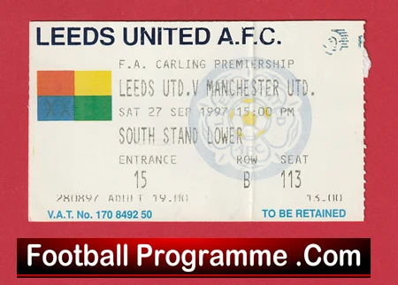 Leeds United v Manchester United 1997 - Match Ticket - Image 2