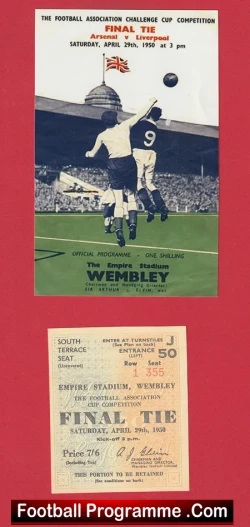 Liverpool v Arsenal 1950 - FA Cup Final + Ticket - football memorabilia