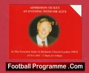 Manchester United Alex Ferguson Evening St Michaels Church London 2001 Ticket