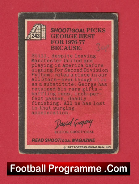 Manchester United George Best Shoot Goal Football Card Man Utd - Image 3