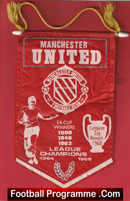 Manchester United Pennant Flag Man Utd European Cup Winners 1968 - Image 2