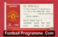 Manchester United v Aston Villa 2002 – Match Ticket