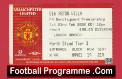 Manchester United v Aston Villa 2002 - Match Ticket - football memorabilia