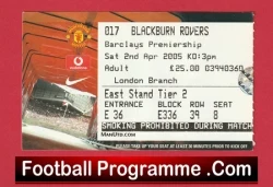 Manchester United v Blackburn Rovers 2005 - Football Match Day Ticket - football memorabilia