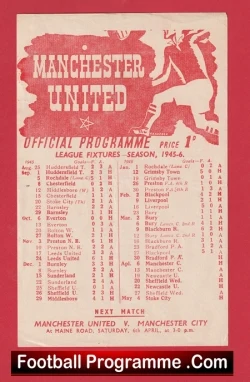 Manchester United v Bradford Park Avenue 1946 - Man Utd 1940s - football programme