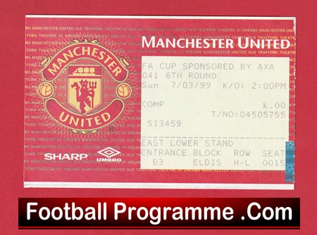 Manchester United v Chelsea 1999 - Treble Season Ticket FA Cup - Image 2
