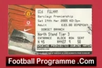 Manchester United v Fulham 2005 – Match Ticket