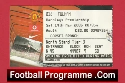 Manchester United v Fulham 2005 - Match Ticket - football memorabilia