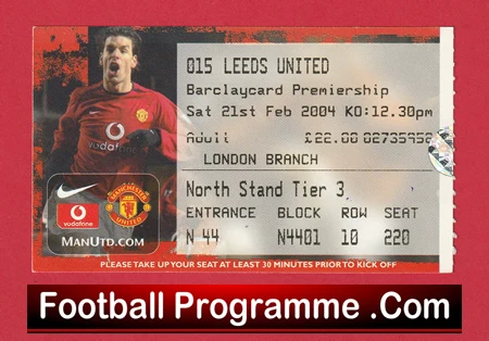 Manchester United v Leeds United 2004 - Football Ticket - Image 2