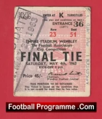 Manchester United v Leicester City 1963 – FA Cup Final Football Ticket