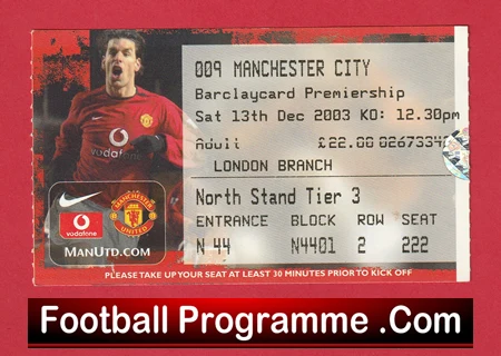 Manchester United v Manchester City 2003 - Match Ticket - Image 2