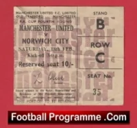 Manchester United v Norwich City 1967 – FA Cup Match Ticket