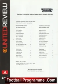 Manchester United v Nottingham Forest 2004 – Reserves