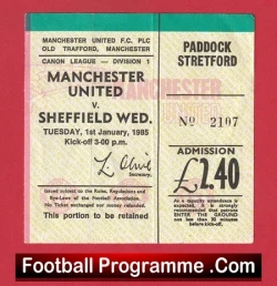 Manchester United v Sheffield Wednesday 1985 - Football Tickets - football memorabilia