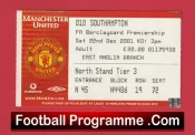 Manchester United v Southampton 2001 – Match Ticket
