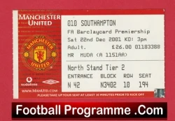 Manchester United v Southampton 2002 - Football Ticket Man Utd - football memorabilia