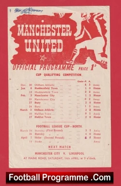 Manchester United v Stoke City 1945 - 1940s Man Utd - football programme