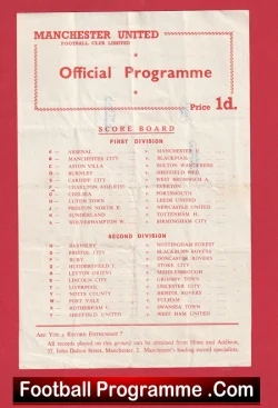 Manchester United v The Rest 1956 - Man Utd Busby Babes Reserves - football programme