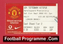 Manchester United v Tottenham 2002 - Football Ticket - football memorabilia