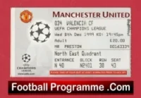 Manchester United v Valencia 1999 – Match Ticket