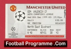 Manchester United v Valencia 1999 - Match Ticket - football memorabilia