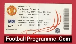 Manchester United v Valencia 2009 - Match Ticket Friendly - football memorabilia