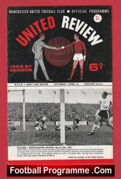 Manchester United v West Ham United 1967 - Man Utd Programmes - football programme
