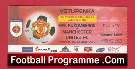 MFK Ruzomberok v Manchester United 2013 - Under 17 Match Ticket Slovakia - Image 2