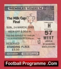 Norwich City v Sunderland 1985 – League Cup Final Match Ticket