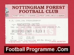 Nottingham Forest v Manchester United 1996 - Match Ticket - football memorabilia