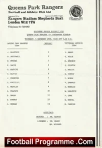 Queens Park Rangers v Tottenham 1985 – Southern Junior Floodlit Cup Replay