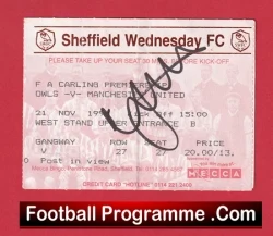 Sheffield Wednesday v Manchester United 1998 - Treble Season Signed Ticket - football memorabilia