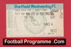 Sheffield Wednesday v Manchester United 1994 - Semi Final Match Ticket - football memorabilia