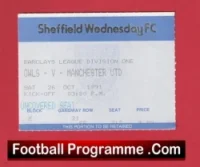 Sheffield Wednesday v Manchester United 1991 – Football Ticket
