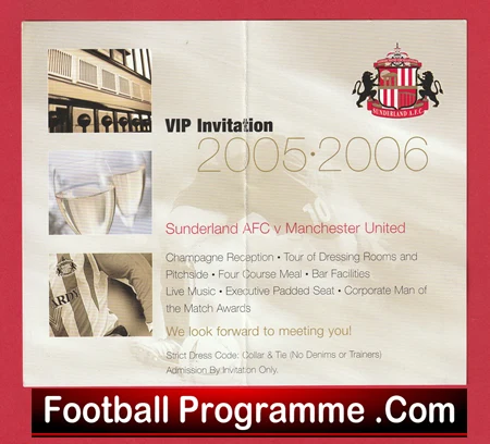 Sunderland v Manchester United 2005 - Vip Ticket + Invitation - Image 3