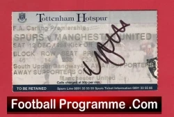 Tottenham Hotspur v Manchester United 1998 Treble Season Signed Cup Ticket - football memorabilia