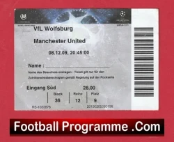 VFL Wolfsburg v Manchester United 2009 - Football Ticket Germany - football memorabilia