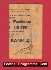 Wolves v Manchester United 1966 – 1960s FA Cup Football Ticket